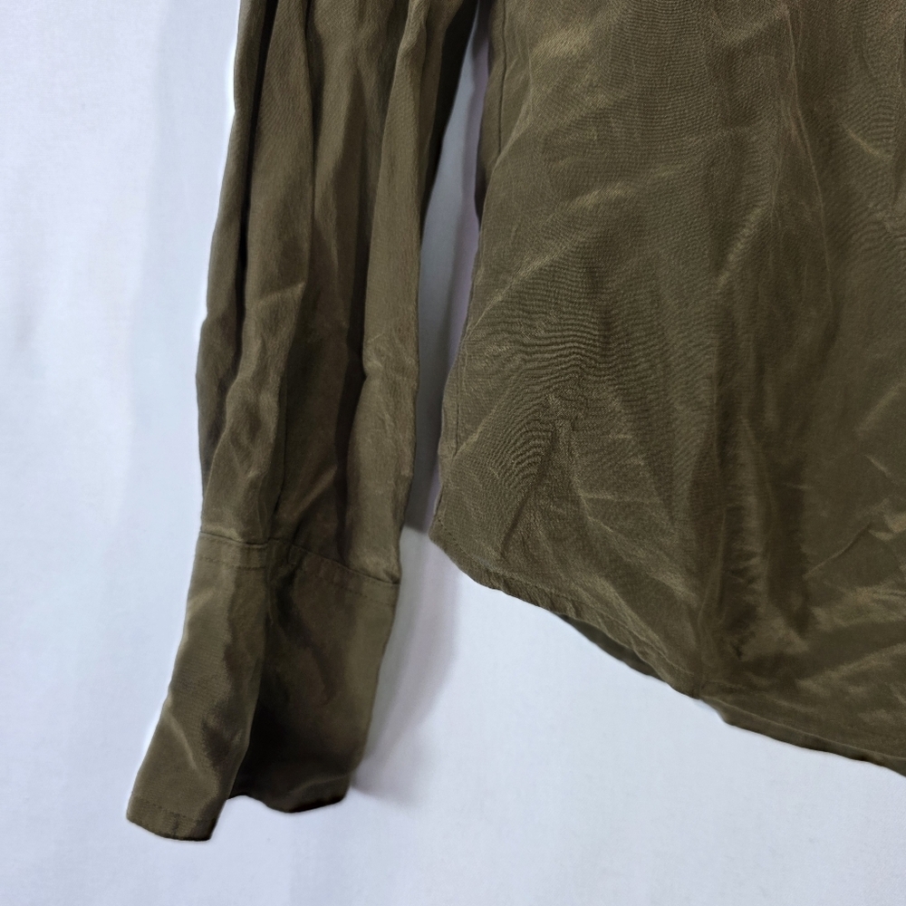 J. Crew Olive  silk Button Down Shirt - Picture 10 of 10